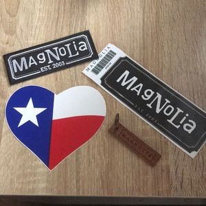 Magnolia and Texas Stickers and Patch and Keychain
